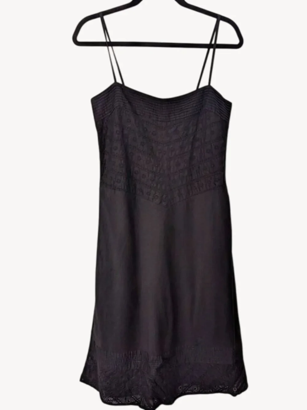 J.Crew Black Eyelet Cotton Spaghetti Strap Sun Dress Size 8